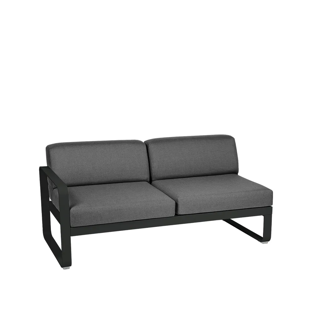 Bellevie Left modulsoffa, 2-sits Liquorice (svart), graphite grey dyna Fermob