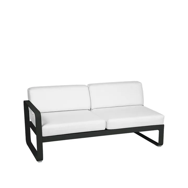 Bellevie Left modulsoffa - 2-sits Liquorice (svart), off-white dyna - Fermob