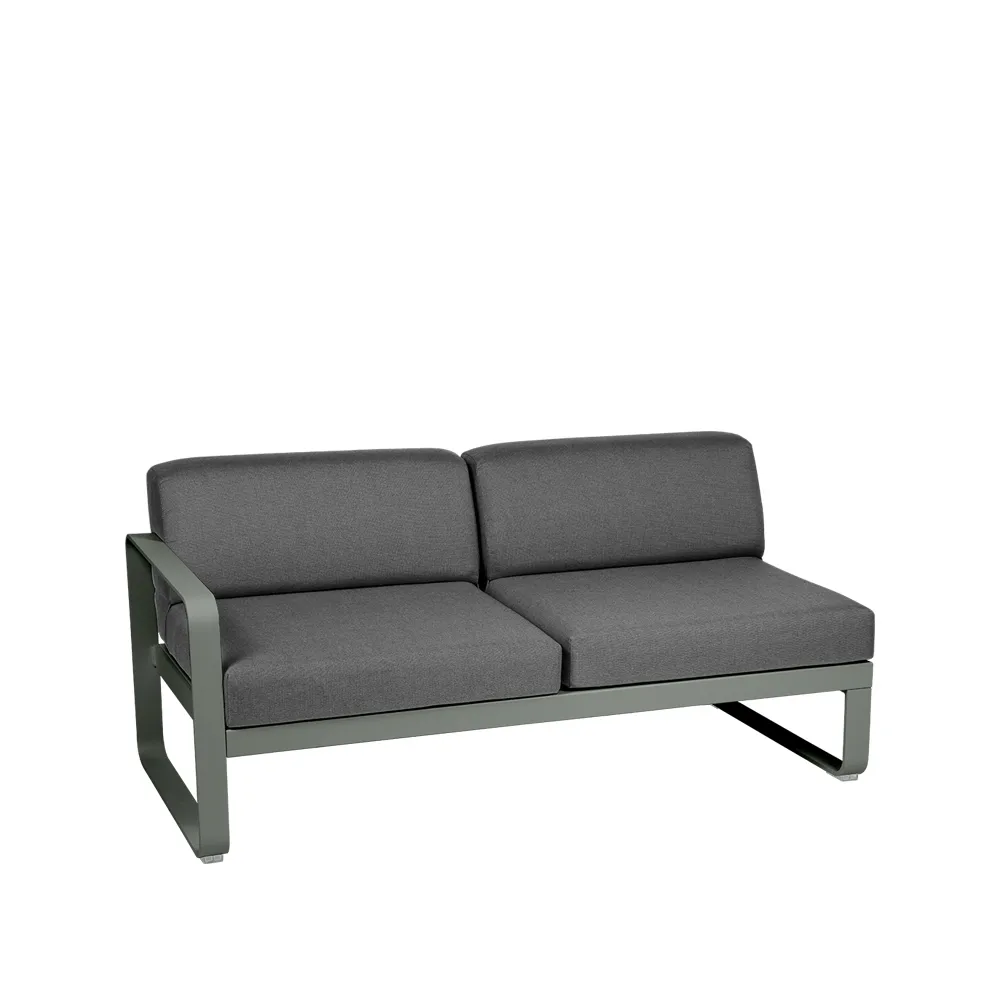 Bellevie Left modulsoffa, 2-sits Rosemary (grön), graphite grey dyna Fermob