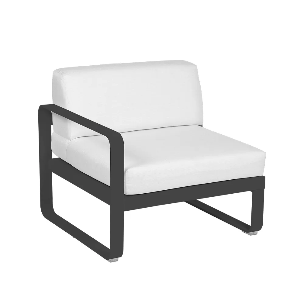 Bellevie Left modulsoffa, Anthracite (grå), off-white dyna, 1-sits Fermob