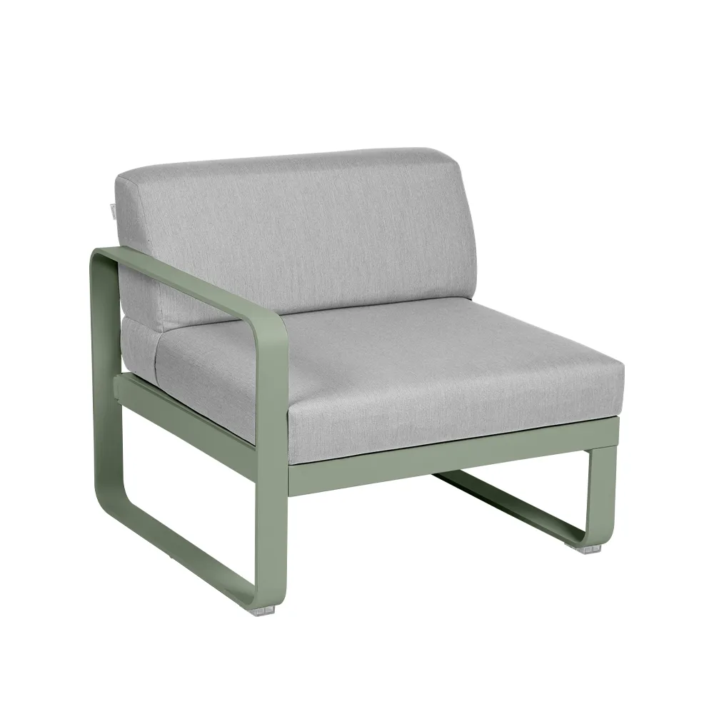 Bellevie Left modulsoffa, Cactus (grön), flannel grey dyna, 1-sits Fermob