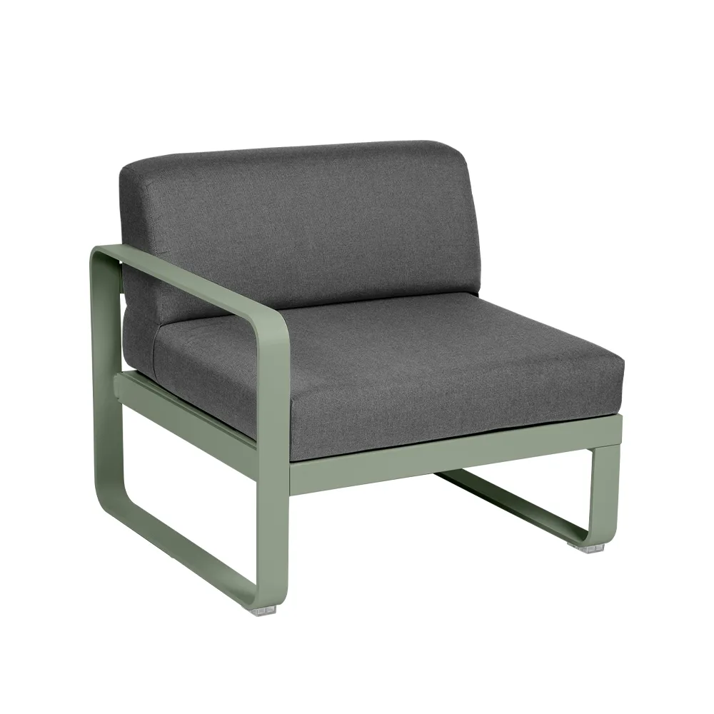 Bellevie Left modulsoffa, Cactus (grön), graphite grey dyna, 1-sits Fermob