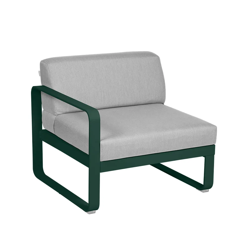 Bellevie Left modulsoffa, Cedar green (grön), flannel grey dyna, 1-sits Fermob
