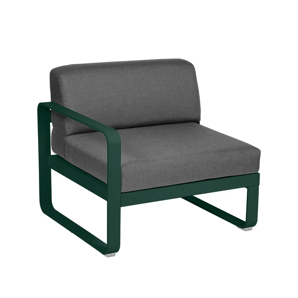Bellevie Left modulsoffa, Cedar green (grön), graphite grey dyna, 1-sits Fermob