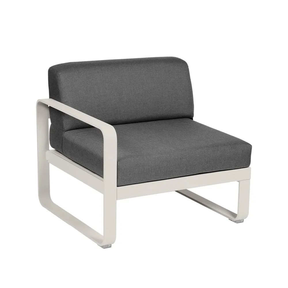 Bellevie Left modulsoffa, Clay grey (grå), graphite grey dyna, 1-sits Fermob