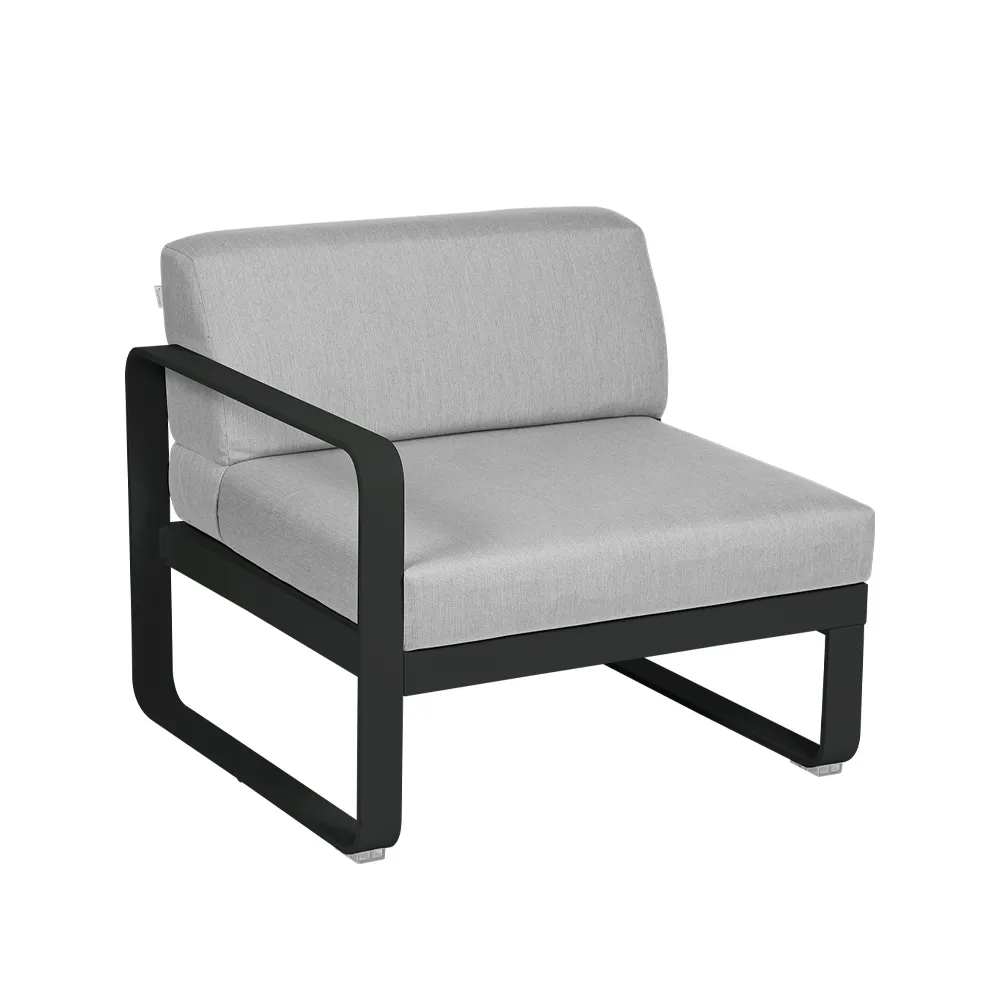 Bellevie Left modulsoffa, Liquorice (svart), flannel grey dyna, 1-sits Fermob
