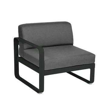 Bellevie Left modulsoffa - Liquorice (svart), graphite grey dyna, 1-sits - Fermob