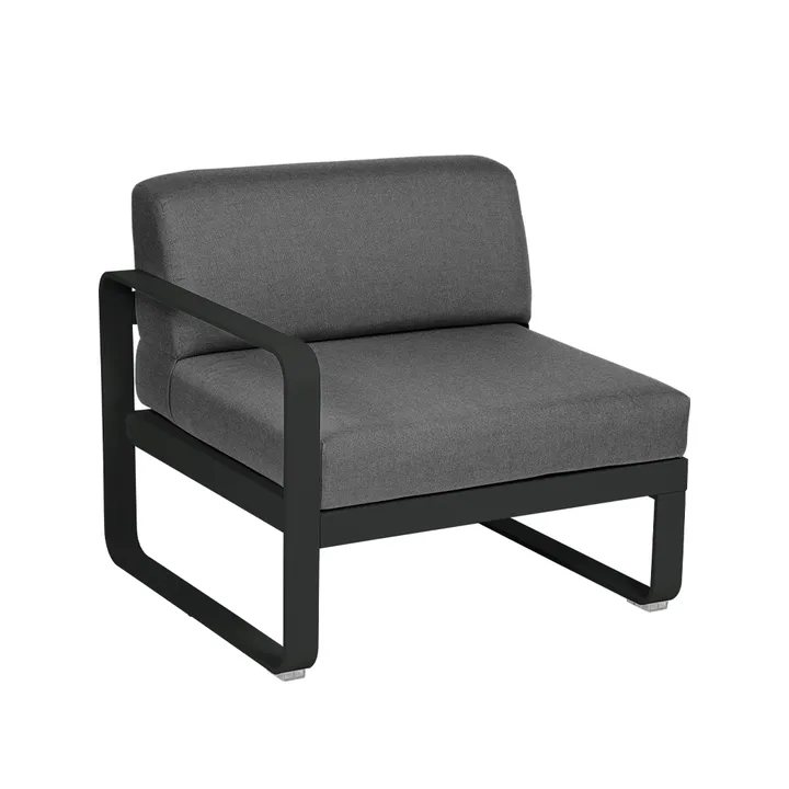 Bellevie Left modulsoffa - Liquorice (svart), graphite grey dyna, 1-sits - Fermob