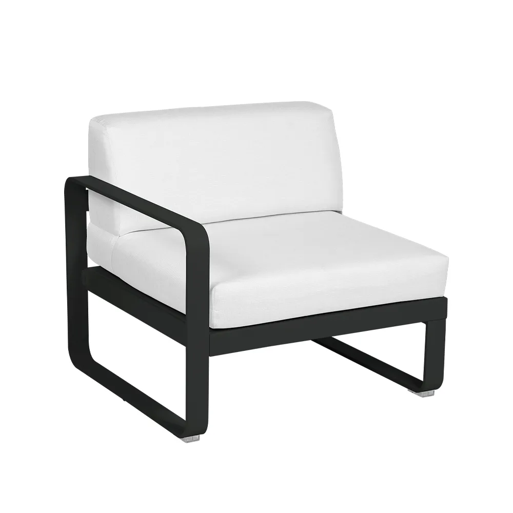 Bellevie Left modulsoffa, Liquorice (svart), off-white dyna, 1-sits Fermob