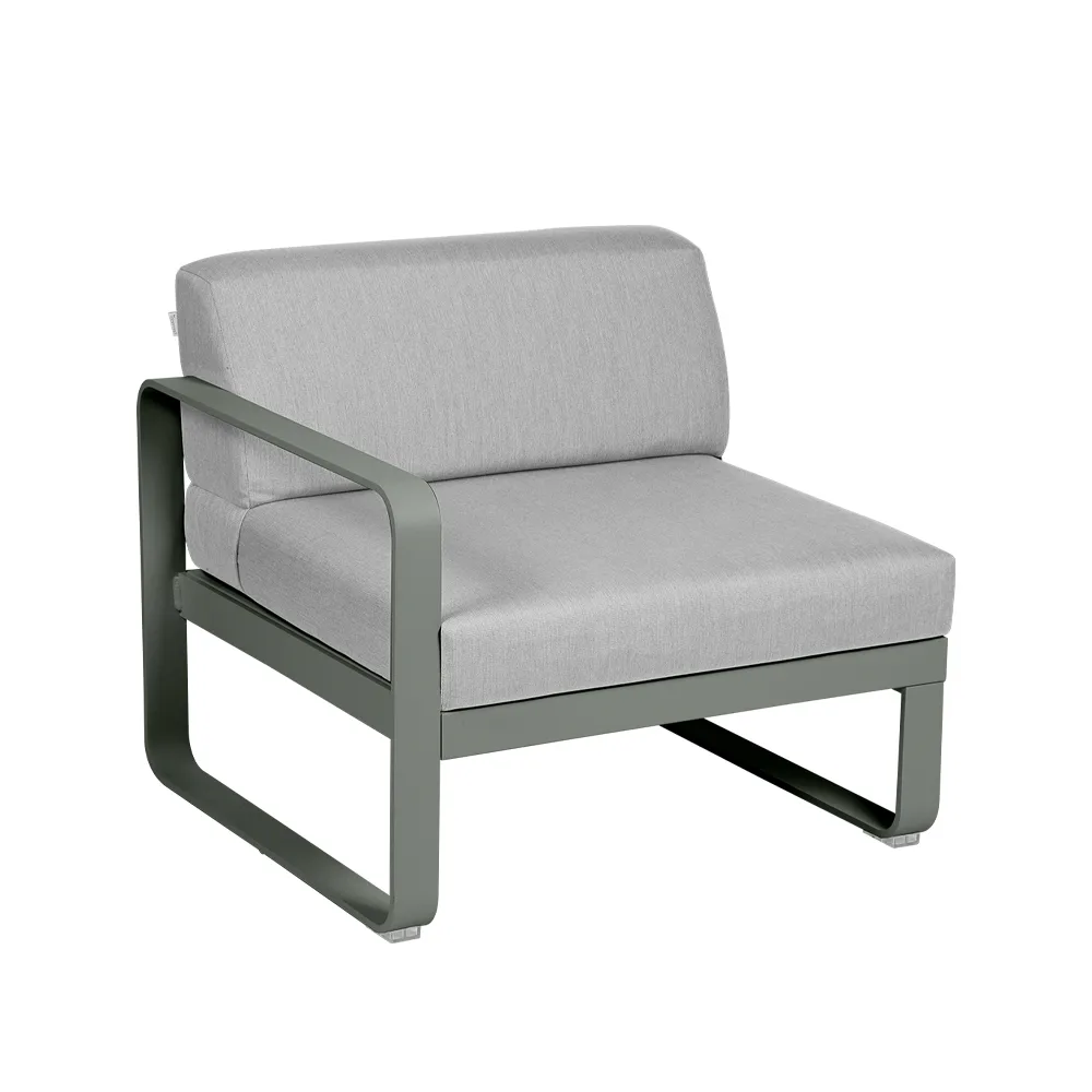 Bellevie Left modulsoffa, Rosemary (grön), flannel grey dyna, 1-sits Fermob