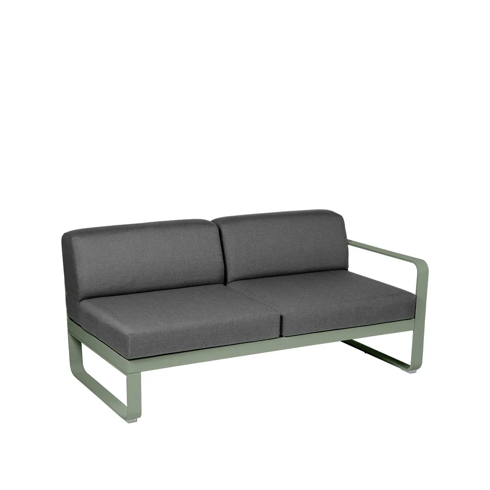 Bellevie Right modulsoffa, 2-sits Cactus (grön), graphite grey dyna Fermob
