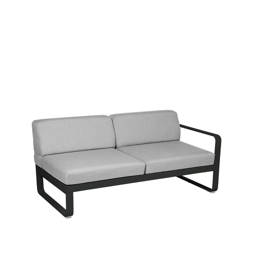 Bellevie Right modulsoffa, 2-sits Liquorice (svart), flannel grey dyna Fermob