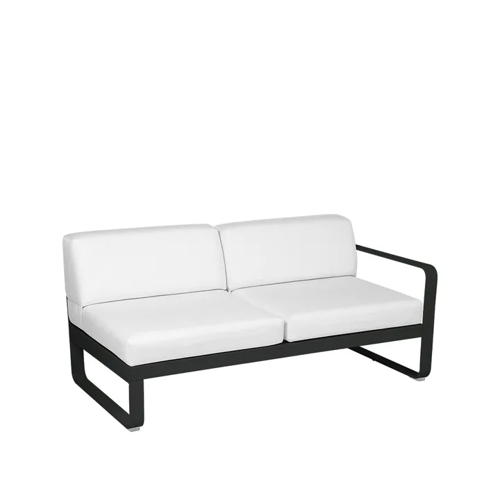 Bellevie Right modulsoffa - 2-sits Liquorice (svart), off-white dyna - Fermob