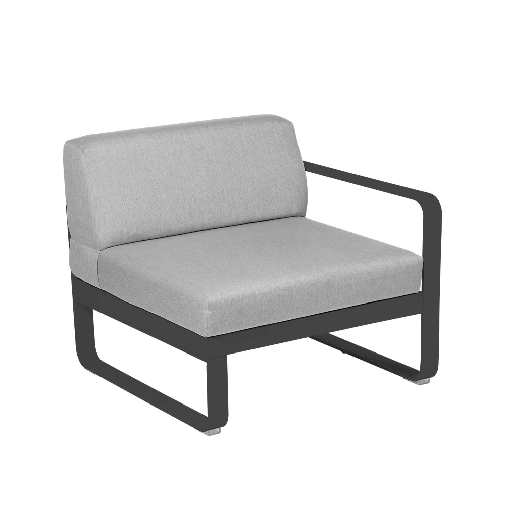 Bellevie Right modulsoffa, Anthracite (grå), flannel grey dyna, 1-sits Fermob