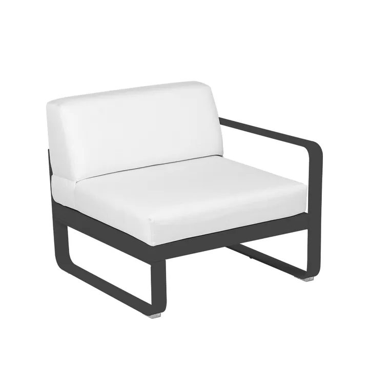 Bellevie Right modulsoffa - Anthracite (grå), off-white dyna, 1-sits - Fermob