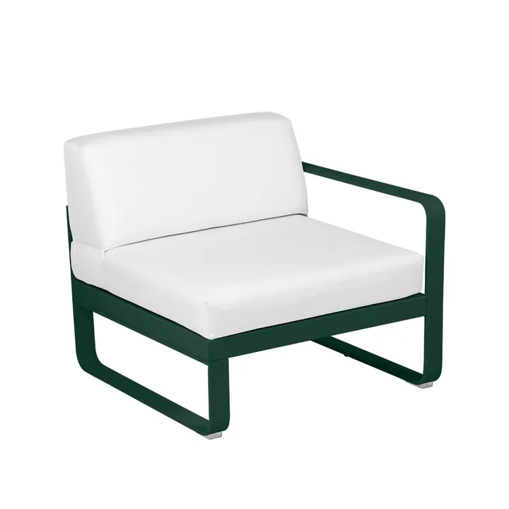 Bellevie Right modulsoffa - Cedar green (grön), off-white dyna, 1-sits - Fermob