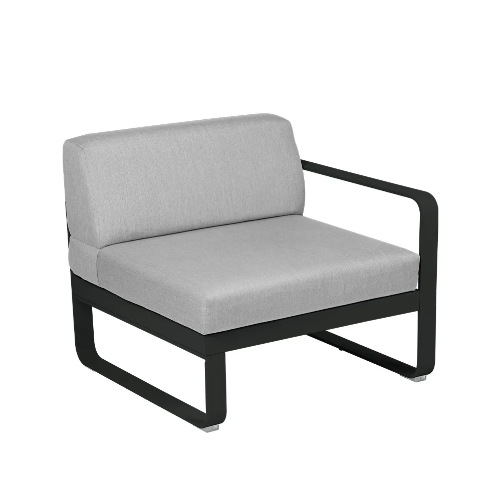 Bellevie Right modulsoffa, Liquorice (svart), flannel grey dyna, 1-sits Fermob
