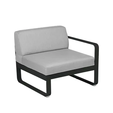 Bellevie Right modulsoffa - Liquorice (svart), flannel grey dyna, 1-sits - Fermob