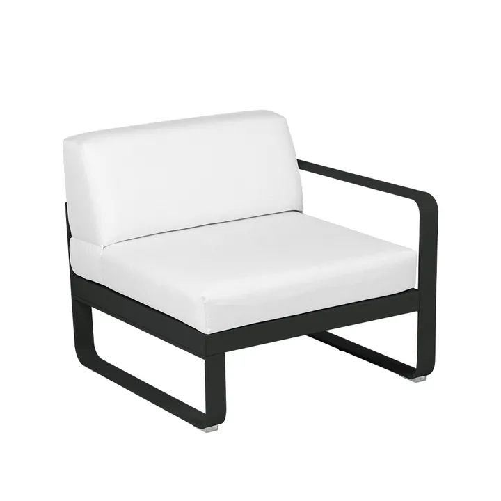 Bellevie Right modulsoffa - Liquorice (svart), off-white dyna, 1-sits - Fermob