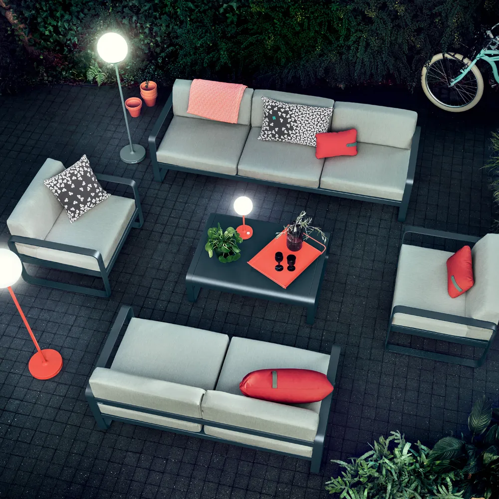Bellevie soffa, 3-sits Cactus (grön), flannel grey dyna Fermob