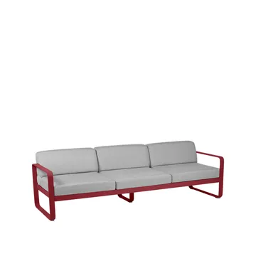 Bellevie soffa - 3-sits Chili (röd)-flannel grey dyna - Fermob