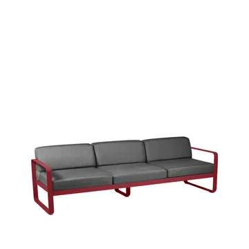 Bellevie soffa - 3-sits Chili (röd), graphite grey dyna - Fermob