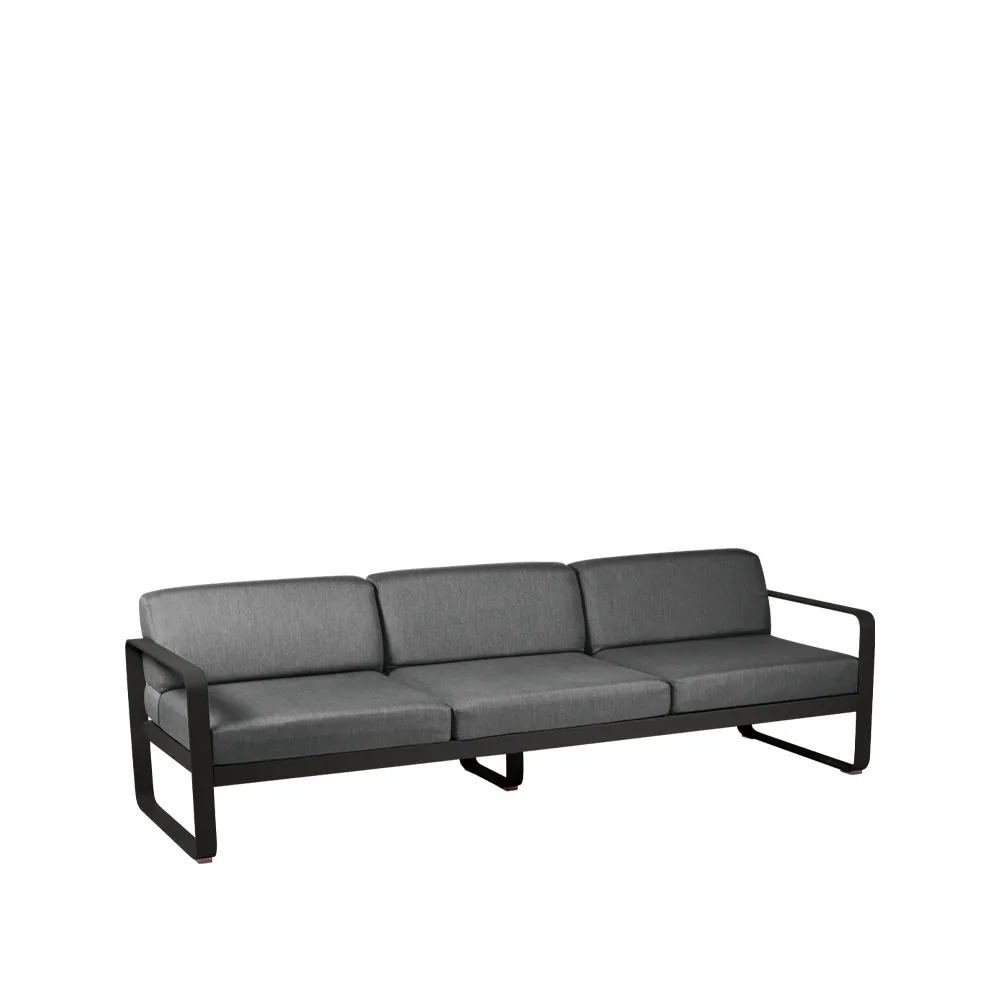 Bellevie soffa, 3-sits Liquorice (svart), graphite grey dyna Fermob