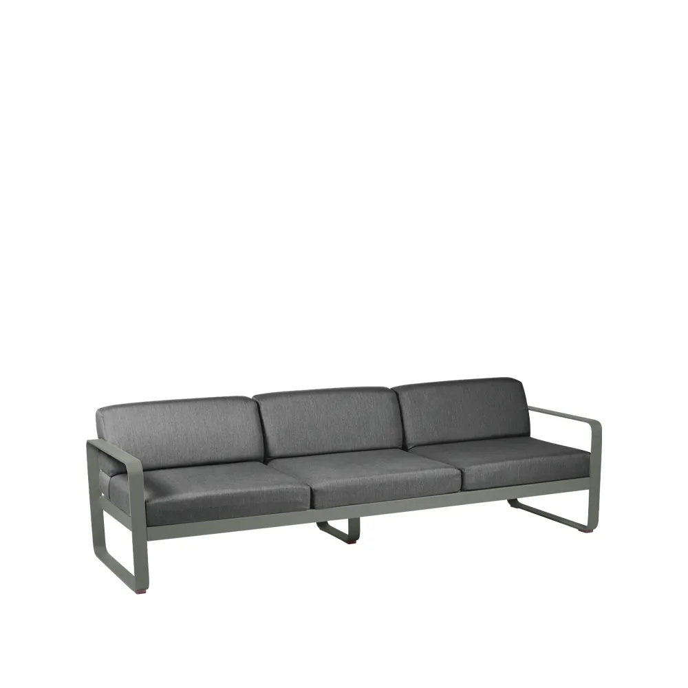 Bellevie soffa, 3-sits Rosemary (grön), graphite grey dyna Fermob