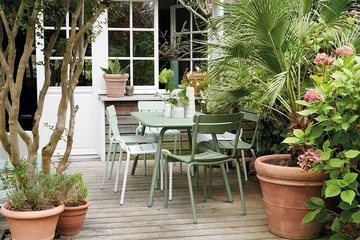 Bistro bord Ø117 cm + 4 stolar, Cactus - Fermob
