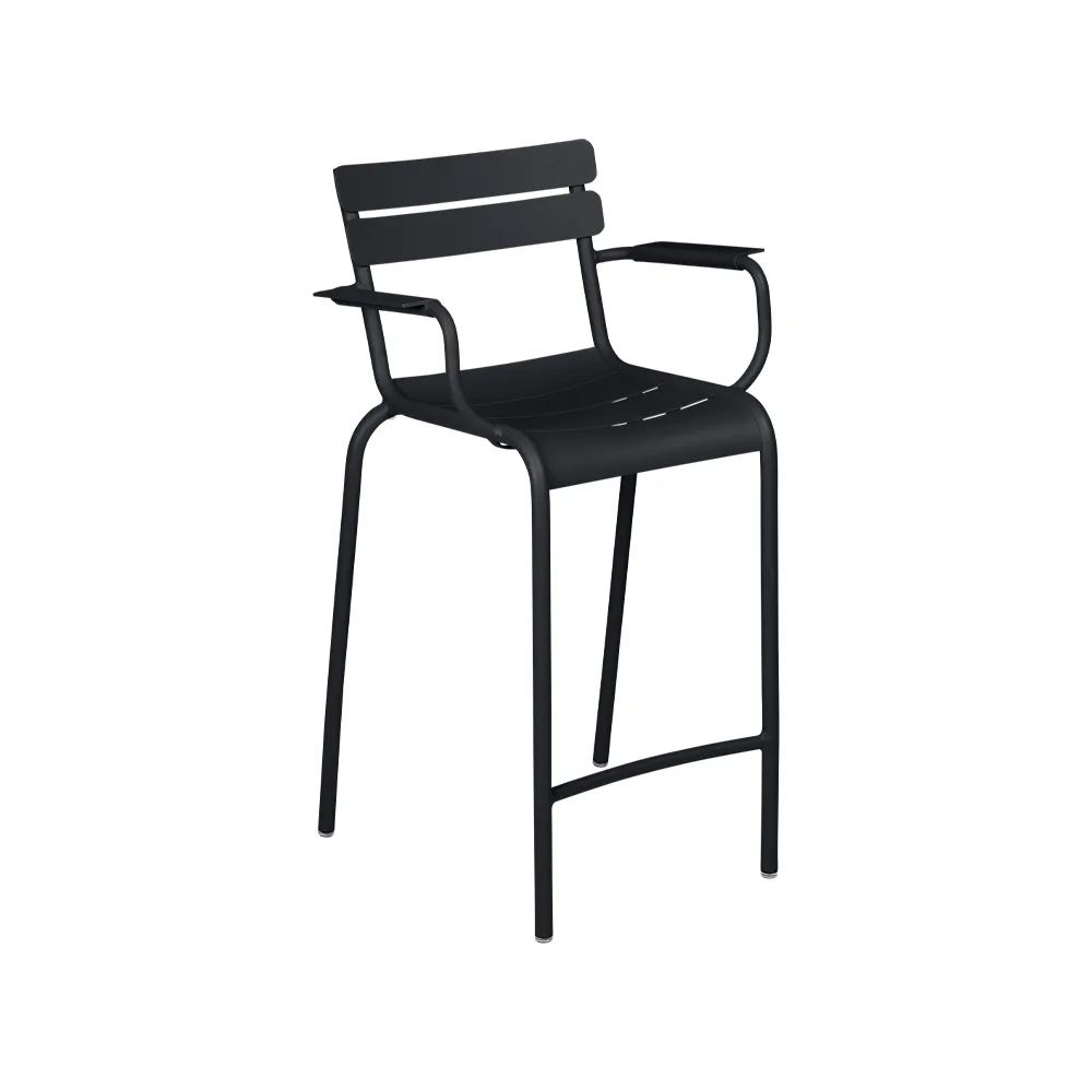 Luxembourg barstol med armstöd, Anthracite (grå) Fermob