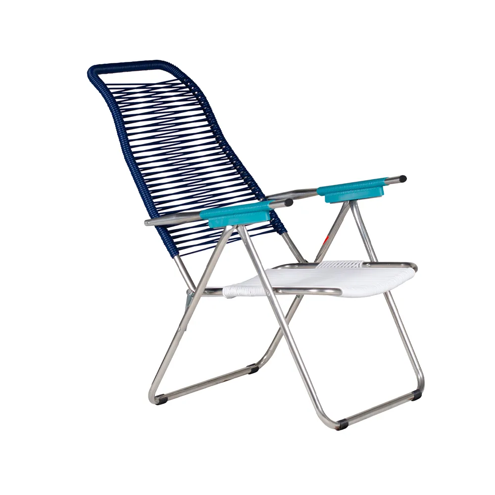 Spaghetti solstol utan fotstöd, Multi-aluminium-blue Fiam