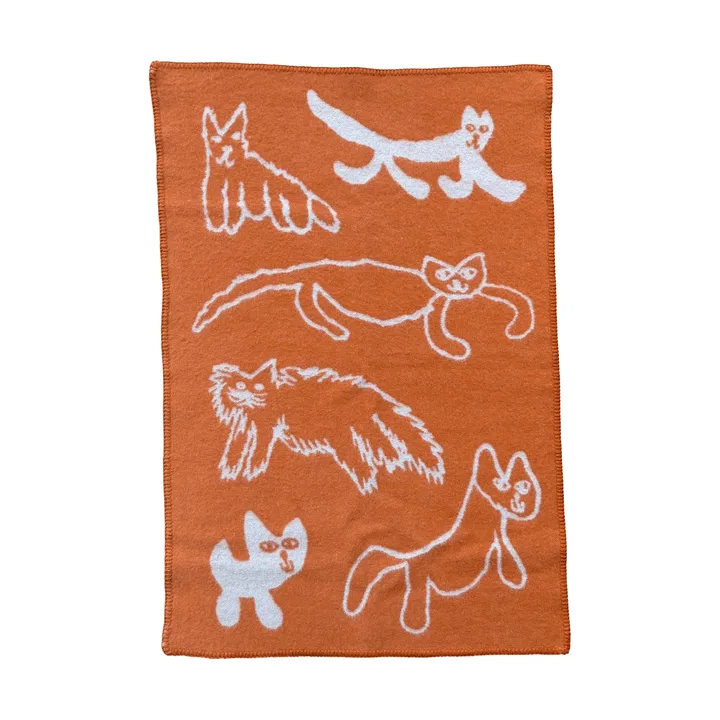 Cats ullpläd - Orange, 65x95 cm - Fine Little Day