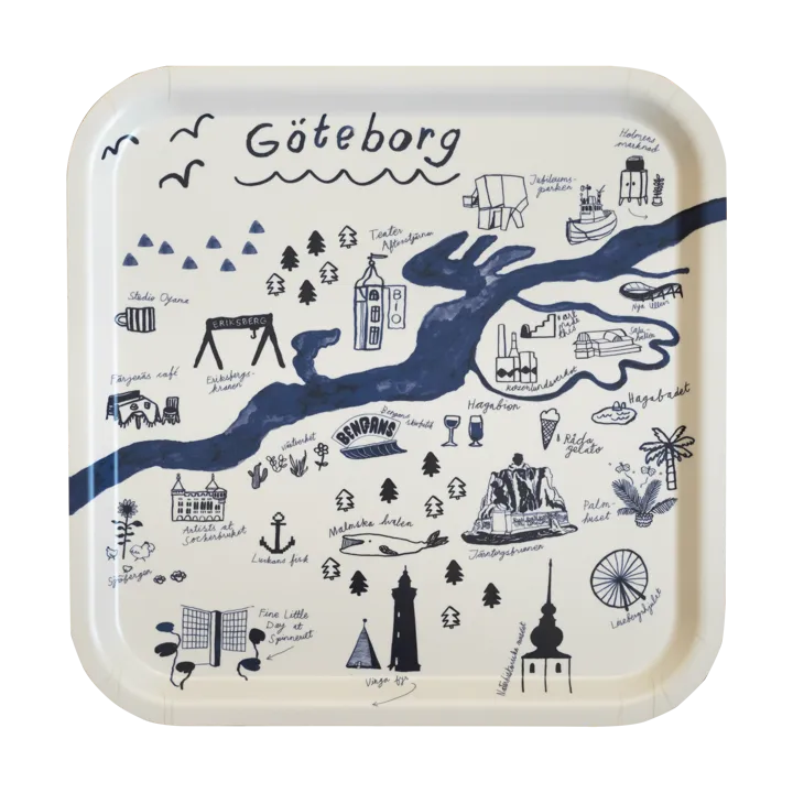 Gothenburg bricka 32x32 cm - White-Blue - Fine Little Day