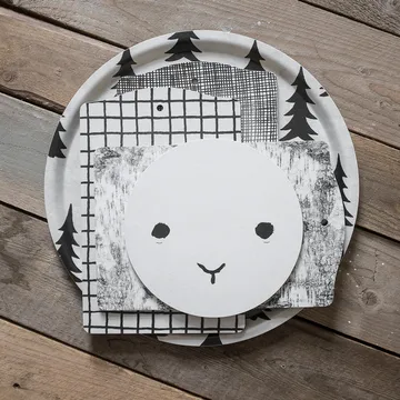 Gran bricka - Vit-svart, Ø38 cm - Fine Little Day