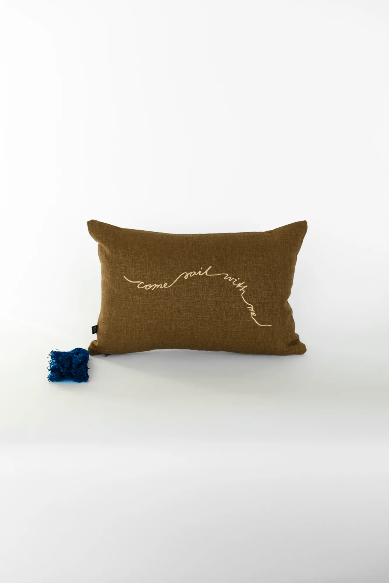 Knop kuddfodral, Brun-guld-blå, 27x40 cm Fine Little Day