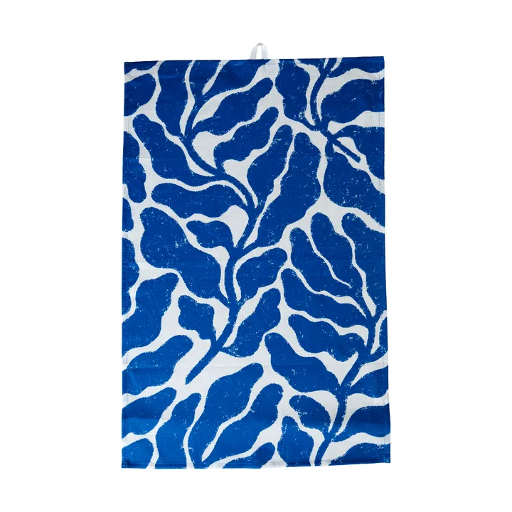 Leaves kökshandduk - Vit-blå, 47x70 cm - Fine Little Day