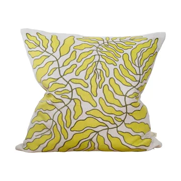 Leaves kuddfodral broderat 48x48 cm - Lime-nature - Fine Little Day