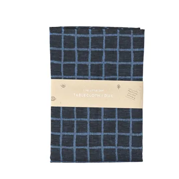 Rutig jacquardvävd bordsduk 147x147 cm - Blue-black - Fine Little Day