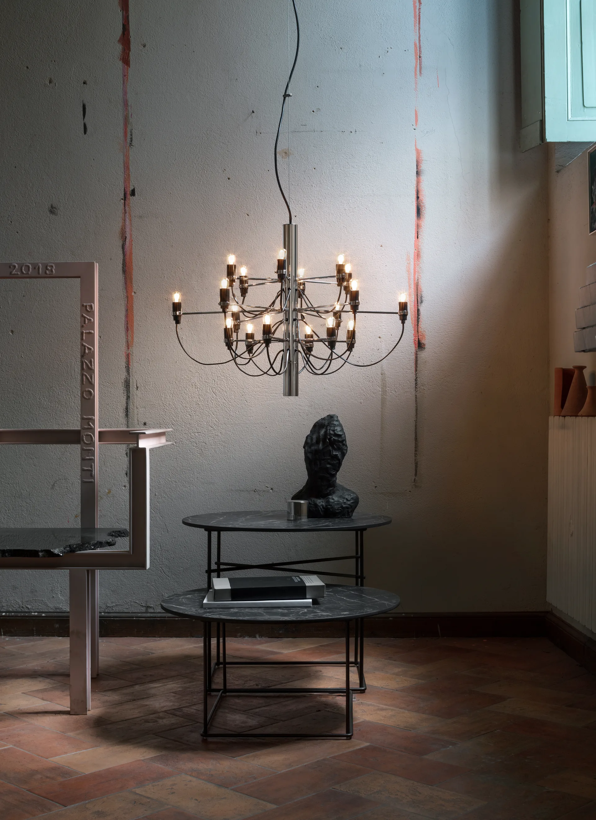 2097 Sarfatti ljuskrona, Krom 18 lampor Flos
