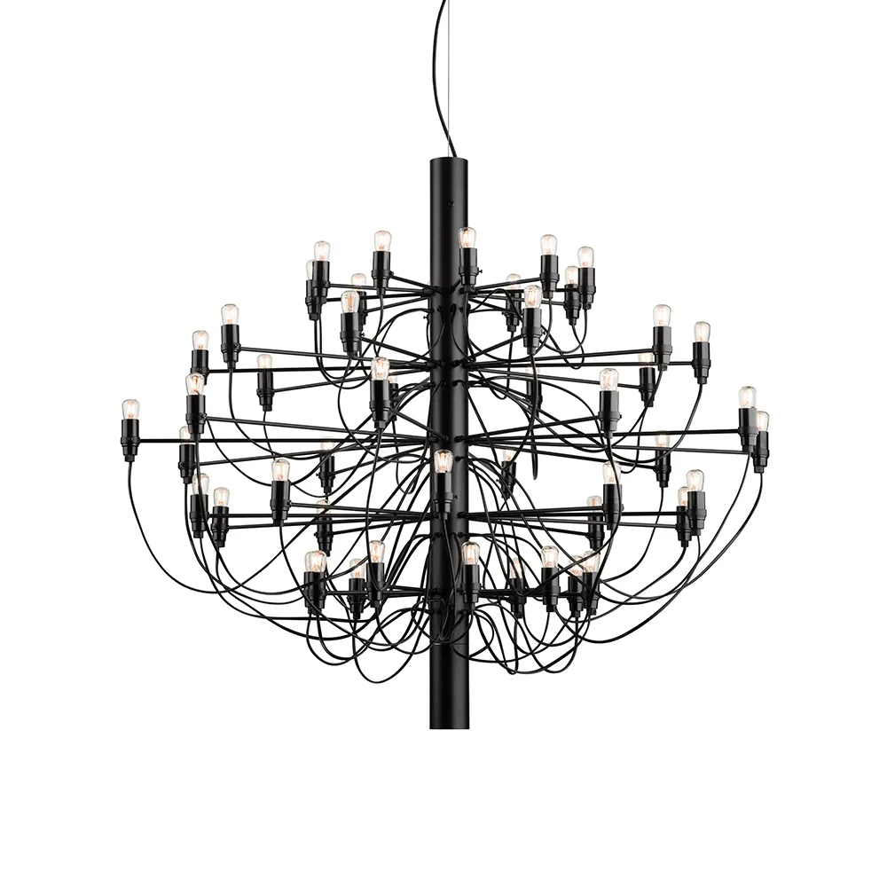 2097 Sarfatti ljuskrona LED, Mattsvart 50 lampor Flos