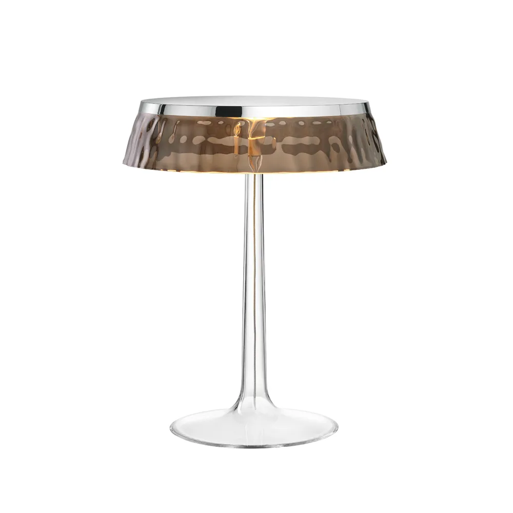 Bon Jour T bordslampa, Chrome-fumé skärm Flos