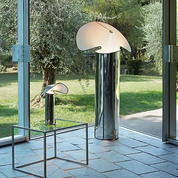 Chiara F golvlampa - Rostfritt stål-svart kant - Flos