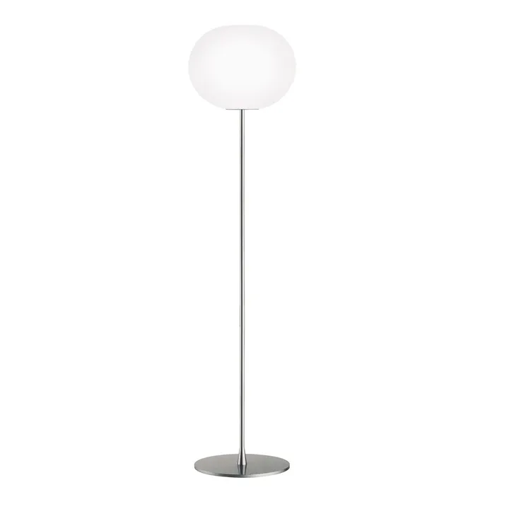 Glo-ball F3 golvlampa - Vitt opalglas-matt silverstativ - Flos