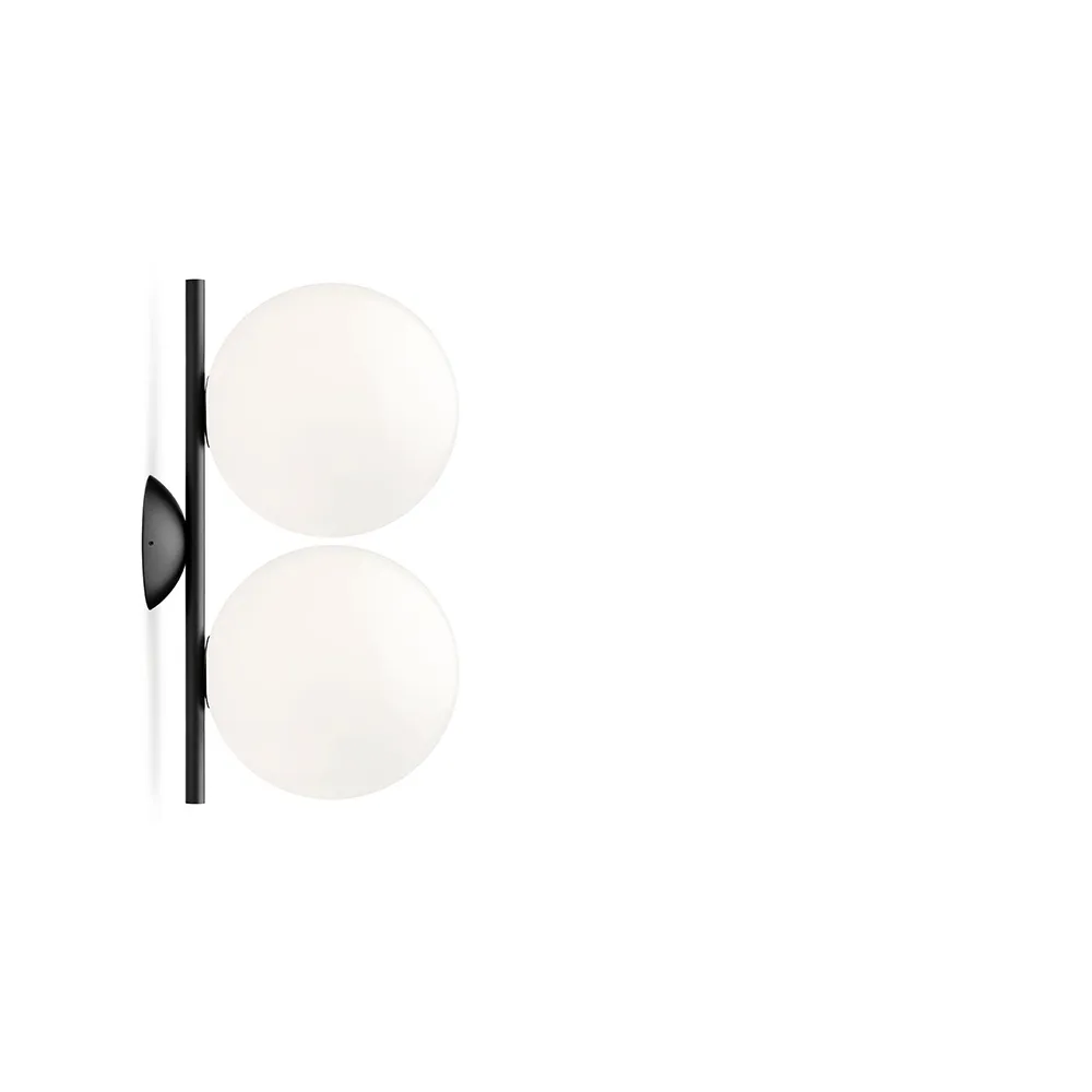 IC lights C/W1 Double vägglampa, Svart-opal Flos