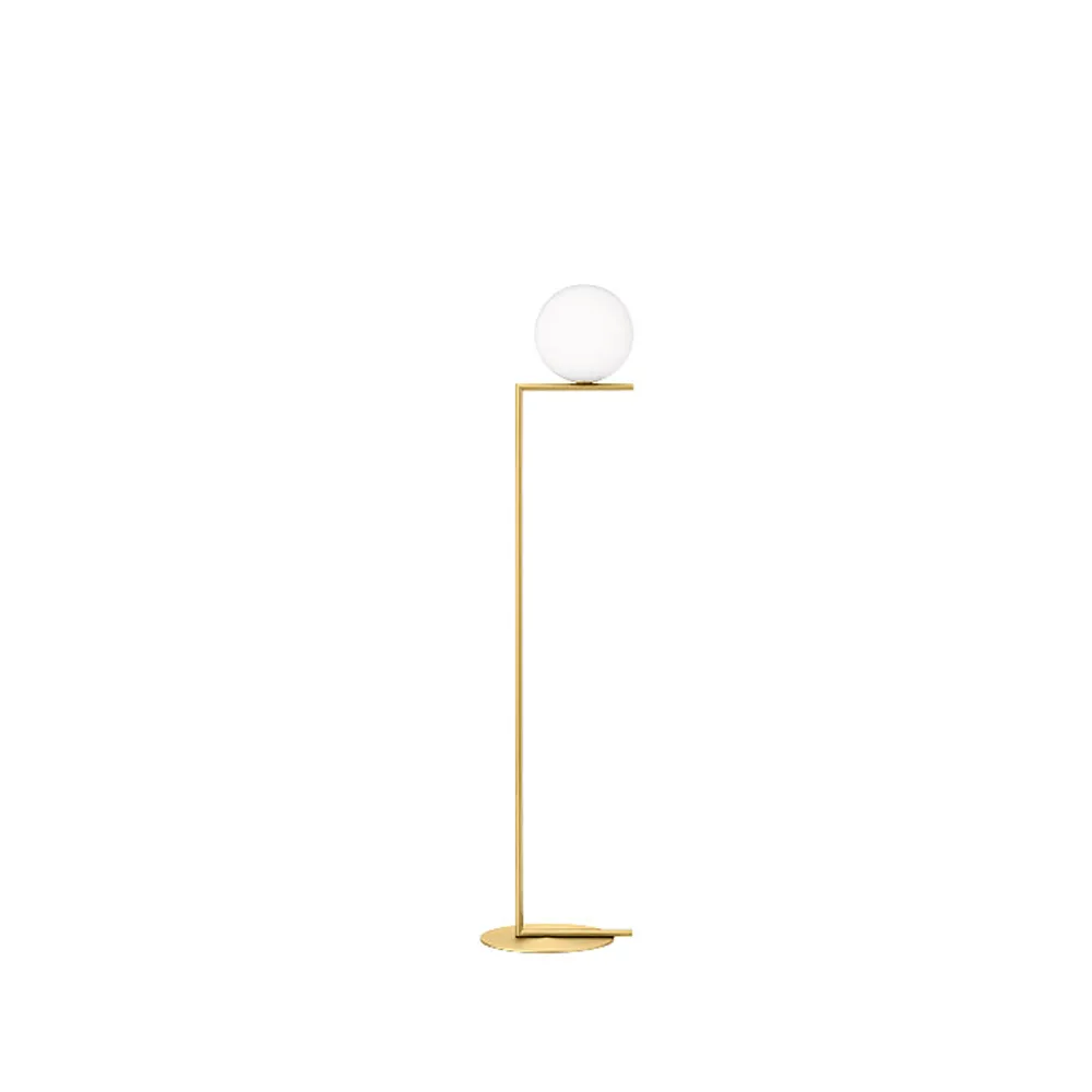IC lights F1 golvlampa, Borstad mässing-opal Flos