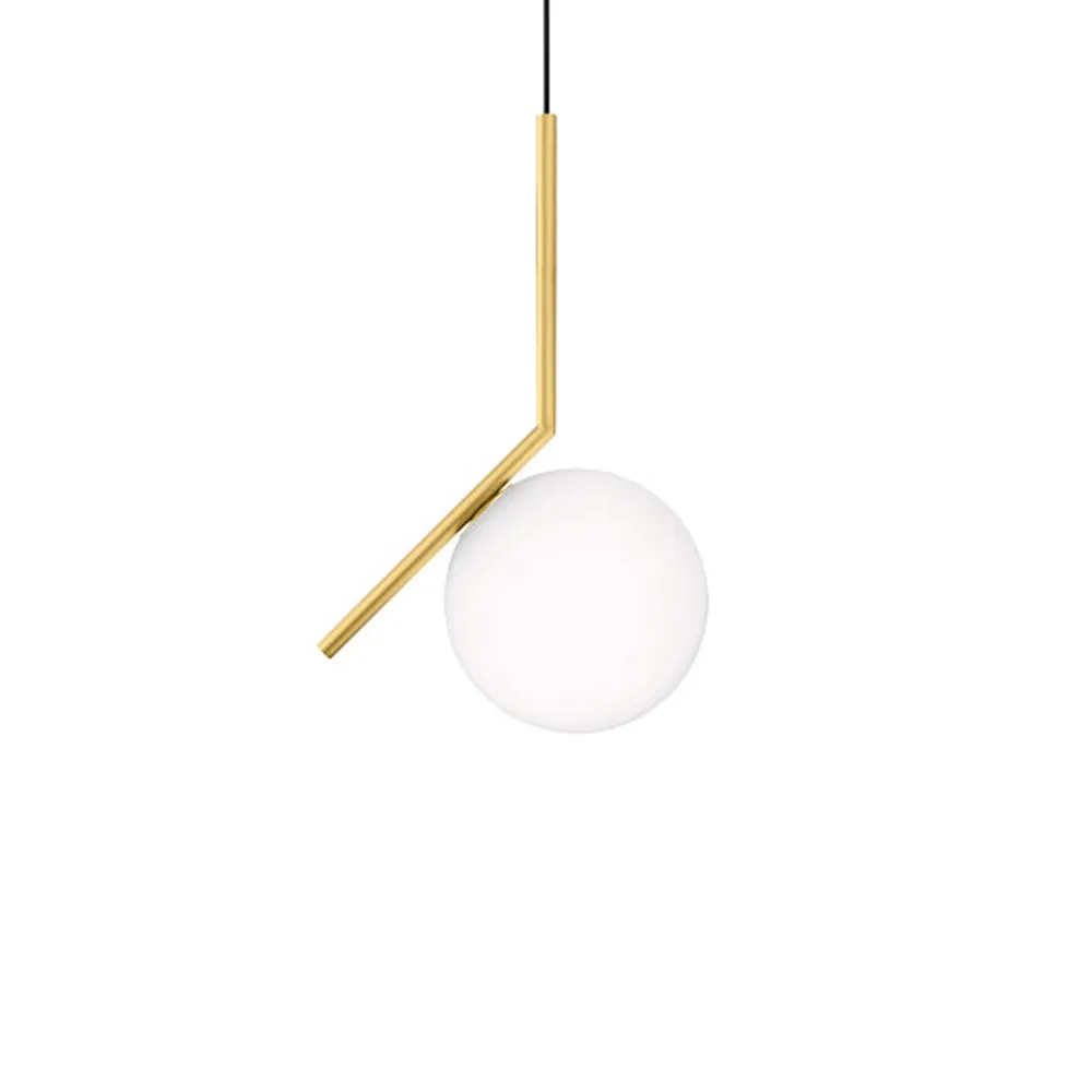 IC lights S1 pendel, Borstad mässing-opal Flos