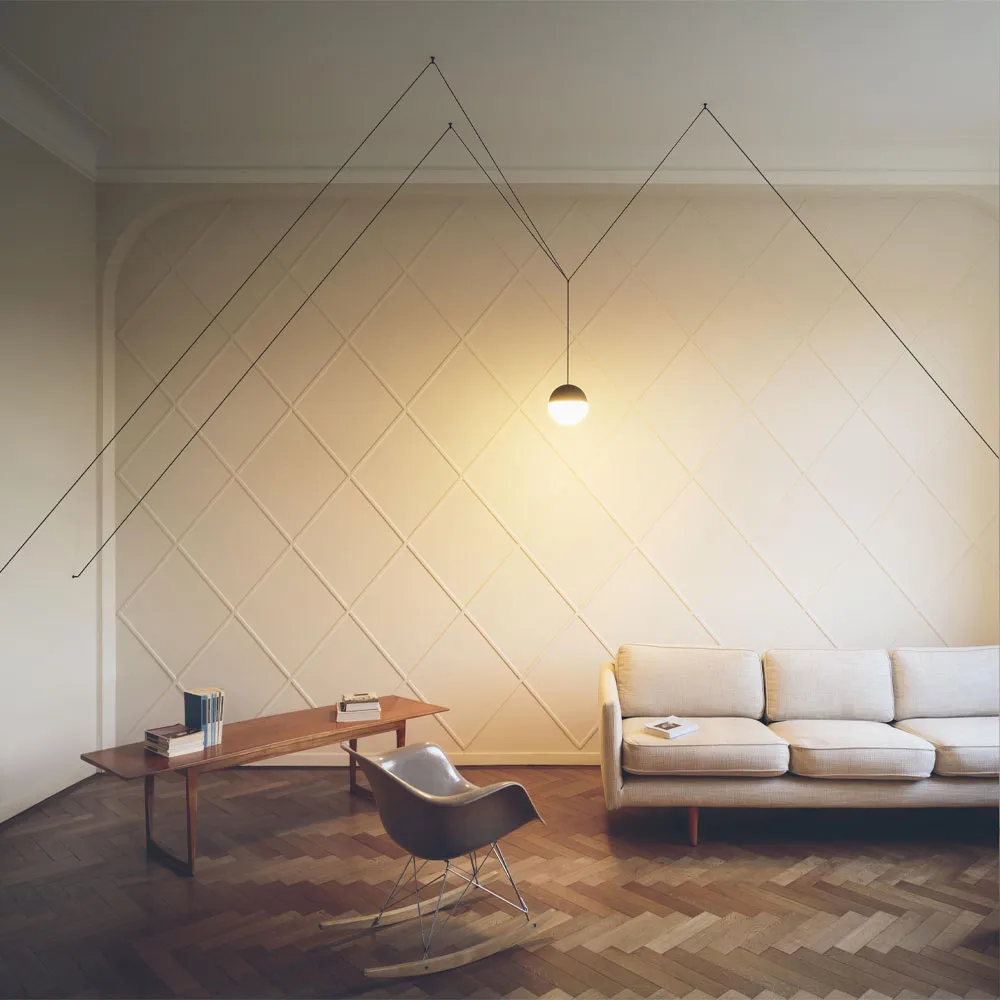 String Light Sphere pendel, Svart, 12 m kabel Flos