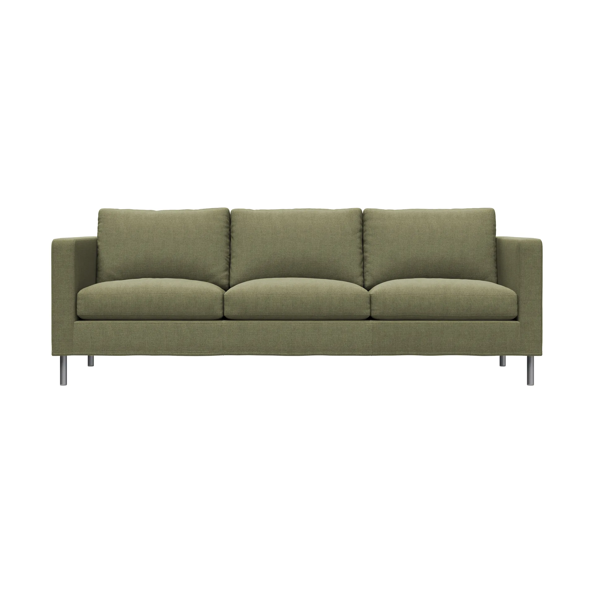 Alex 3-sits soffa, Tyg Hiro Lightgreen-aluminiumben Fogia