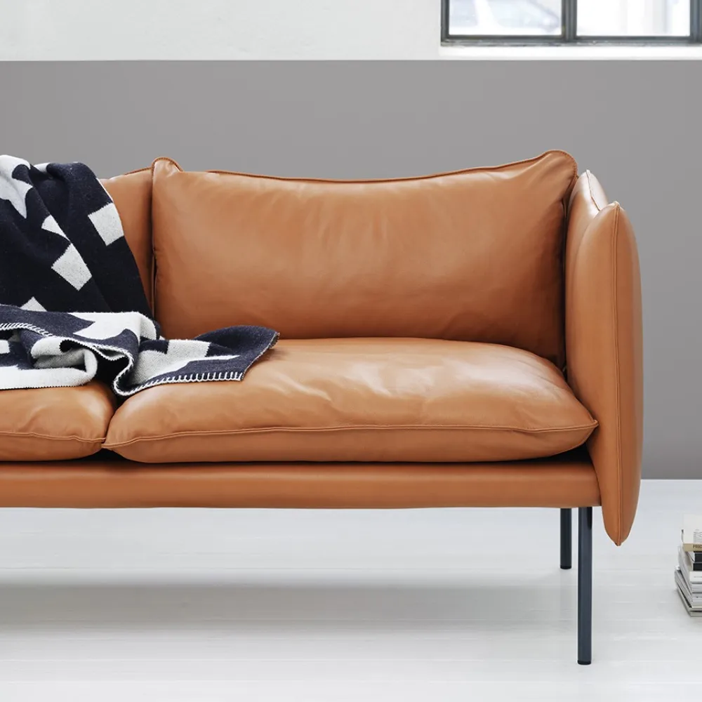 Tiki soffa 3-sits, Elmotique 43807 cognac-mörkgrå ben Fogia