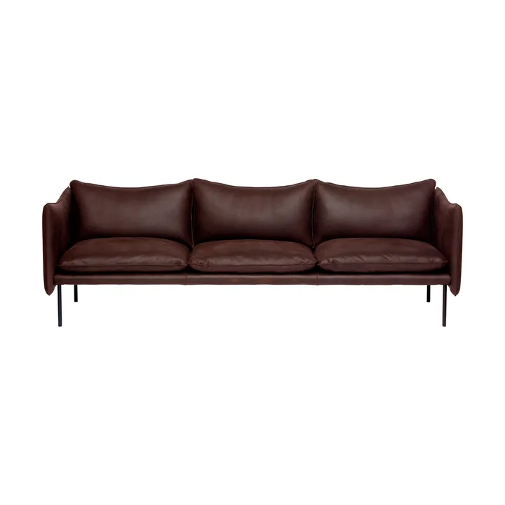 Tiki soffa 3-sits - Läder Vintage Dark Chocolate-svarta metallben - Fogia